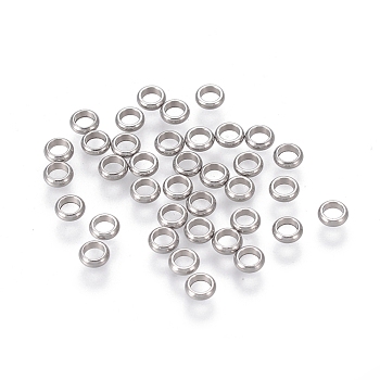 Ring 304 Stainless Steel Beads, Stainless Steel Color, 4x1.5mm, Hole: 2.5mm