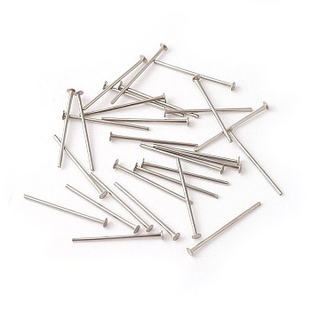 304 Stainless Steel Flat Head Pins, Stainless Steel Color, 12x0.5mm, 24 Gauge, Head: 1.5mm