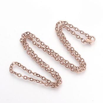 Brass Cable Chains Necklaces, Red Copper, 23.6 inch(60cm)