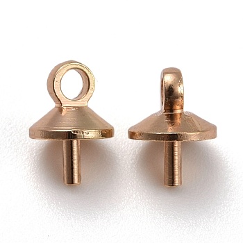 Brass Cup Peg Bails Pendants, For Half Drilled Bead, Light Gold, 7x5mm, Hole: 1.5mm, Pin: 1.8mm, 100pcs/bag