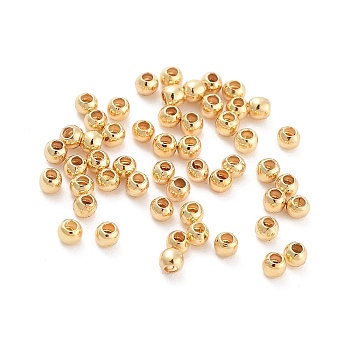Rack Plating Brass Beads, Cadmium Free & Lead Free, Round, Real 18K Gold Plated, 2x2.3mm, Hole: 0.8mm