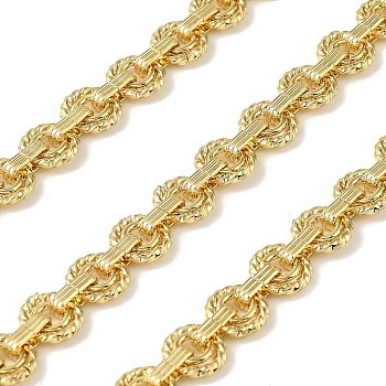 Brass Twisted Ring Link Chains, with Round Links Inside and Grooved Connectors, Long-Lasting Plated, Rack Plating, Cadmium Free & Lead Free, Unwelded, with Spool, Real 18K Gold Plated, 8x1.5mm