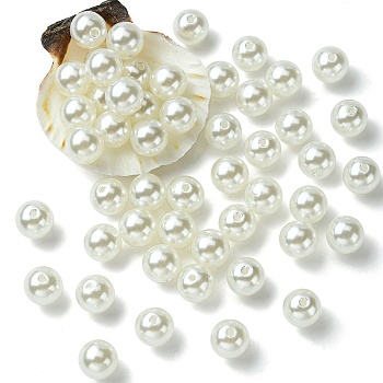 ABS Plastic Imitation Pearl Round Beads, White, 12mm, Hole: 2mm