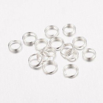 Brass Split Rings, Double Loops Jump Rings, Nickel Free, Silver Color Plated, 5x1.2mm, about 3.8mm inner diameter, about 400pcs/20g