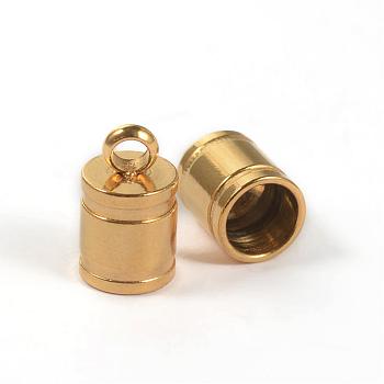Ion Plating(IP) 304 Stainless Steel Cord Ends, End Caps, Golden, 10x6mm, Hole: 2mm, Inner Diameter: 5mm