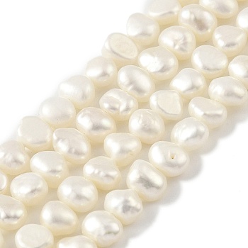 Natural Cultured Freshwater Pearl Beads Strands, Two Sides Polished, Cornsilk, 5~6mm, Hole: 0.5mm, about 31pcs/strand, 6.89''(17.5cm)