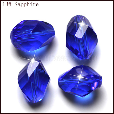 13mm Blue Bicone Glass Beads