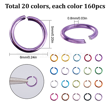 3200Pcs 20 Colors Aluminum Wire Open Jump Rings(ALUM-SC0001-08)-2