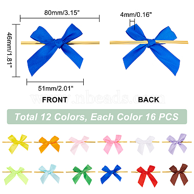 Elite 192Pcs 12 Colors Polyester Packaging Ribbon Bows(DIY-PH0013-56)-2