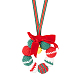 couronne de Noël au crochet avec décorations suspendues en forme de cloche(HJEW-WH0007-13)-1