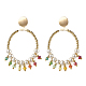 Round Shell Pearl Beads & Glass Beads Big Ring Dangle Stud Earrings(X1-EJEW-TA00013)-1