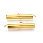 Iron Slide On End Clasp Tubes, Cadmium Free & Lead Free, Slider End Caps, Golden, 5.5x20x4mm, Hole: 1mm, 3.2mm Inner Diameter(IFIN-R212-2.0cm-G)