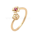 Flower Brass Micro Pave Cubic Zirconia Cup Peg Ring Settings for Half-drilled Beads, Adjustable, Cadmium Free & Lead Free, Rack Plating, Long-Lasting Plated, Real 18K Gold Plated, Pin: 1mm, Inner Diameter: 16mm(KK-NH0009-01G)