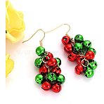 Christmas Bell Alloy Dangle Earrings, Red, 55mm(WGF6150-04)