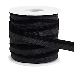 10 Yards Velvet Lip Cord Trim, Polyester Piping Trim with Cord, for Sewing Clothing Upholstery Trimming, Black, 3/8 inch(11mm)(SRIB-BC0001-33D)