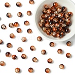100Pcs Crackle Glass Beads, Round, Two Tone, Saddle Brown, 8~8.5mm, Hole: 1.2mm(CCG-YW0001-19B-01)