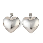 316 Stainless Steel Locket Pendants, Heart Charm, with 304 Stainless Steel Snap on Bails, Stainless Steel Color, 36x34x12mm, Hole: 7.5x3.5mm, Inner Diameter: 27x26.5mm(STAS-K321-12B-P)