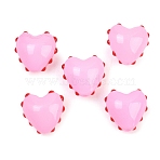 Opaque Glass Enamel Beads, Hand Painted Beads, Heart, Pink, 14.5x15x9mm, Hole: 1.3mm(GLAA-F133-01)