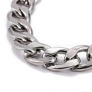 Unisex 304 Stainless Steel Cuban Chain Necklaces, Stainless Steel Color, 18.31 inch(46.5cm)(NJEW-JN03489-02)