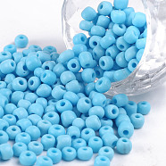 (Repacking Service Available) Glass Seed Beads, Opaque Colours Seed, Small Craft Beads for DIY Jewelry Making, Round, Light Sky Blue, 6/0, 4mm, about 12g/bag(SEED-C019-4mm-43)