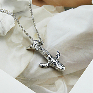 Fashionable Stainless Steel Whale Pendant Necklaces for Women's Daily Wear, Stainless Steel Color(BD3250-1)