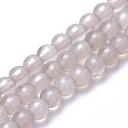 Natural Grey Agate Beads Strands, Round, 3mm, Hole: 0.5mm, about 130pcs/strand, 16.3 inch(G-S281-50D-3mm)