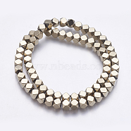 Electroplate Non-magnetic Synthetic Hematite Bead Strands, Faceted, Square, Antique Bronze Plated, 6x6x6mm, Hole: 1mm, about 70pcs/strand, 15.8 inch(G-K237-15D)