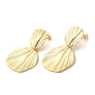 Brass Leaf Dangle Stud Earrings, Long-Lasting Plated, Cadmium Free & Lead Free, Real 18K Gold Plated, 45.5x25.5mm(EJEW-G382-01G)