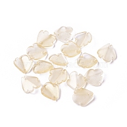Transparent Glass Charms, Fish Shaped Petal, Pale Goldenrod, 16x14.5x2.5mm, Hole: 1mm(GLAA-H016-03C-12)