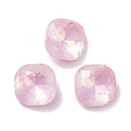 Glass Rhinestone Cabochons, Point Back & Back Plated, Faceted, Square, Light Rose, 8x8x4mm(RGLA-G020-03C-508AM)