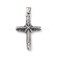 Retro 304 Stainless Steel Big Pendants, Cross Charm, Antique Silver, 53x34x7.5mm, Hole: 4x6mm(STAS-I205-21AS-A)