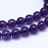 Natural Amethyst Round Bead Strands, Grade AA+, 6mm, Hole: 1mm, about 64pcs/strand, 15.5 inch(G-M212-6mm-04A)