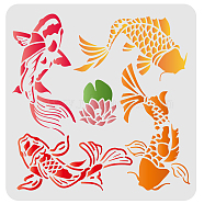 Large Plastic Reusable Drawing Painting Stencils Templates, for Painting on Scrapbook Fabric Tiles Floor Furniture Wood, Square, Fish Pattern, 300x300mm(DIY-WH0172-685)