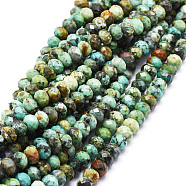 Natural African Turquoise(Jasper) Beads Strands, Faceted, Rondelle, 5.5~6x4~4.5mm, Hole: 1mm, about 95pcs/strand, 15.59''(39.6cm)(G-E569-I23)