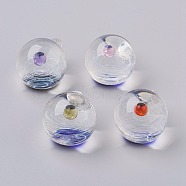 1Pc Handmade Lampwork Pendant, Galaxy Universe Ball, Round Charms, with 1Pc Floating Frame Display, Mixed Color, 27.5x21x20mm, Hole: 2.5mm, Box: 5x5x2cm, 1pc/box(LAMP-K032-D)