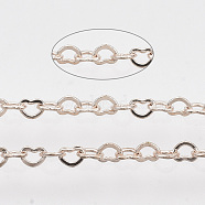 Soldered Brass Heart Chains, with Spool, Rose Gold, 1.8x2.4x0.4mm, about 39.37 Feet(12m)/roll(CHC-T008-03RG)
