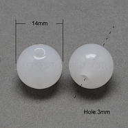 Imitation Jade Acrylic Beads, Round, White, 14mm, Hole: 3mm, about 333pcs/500g(SACR-S188-14mm-11)
