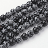 Natural Snowflake Obsidian Bead Strands, Round, 10~10.5mm, Hole: 1.5mm, about 38pcs/strand, 15.3 inches(39cm)(G-G735-72-10mm)