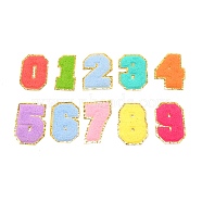 Computerized Embroidery Cloth Iron on/Sew on Patches, Costume Accessories, Appliques, Numbers 0~9, Mixed Color, 84x57x3mm(DIY-TAC0020-14)