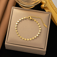 304 Stainless Steel Link Chain Braclets, Real 18K Gold Plated, 6-1/8 inch(15.7cm)(BJEW-C084-05G)