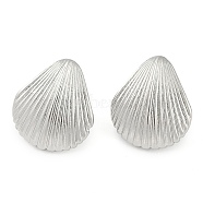 Rack Plating Shell shape Brass Stud Earrings for Women, Long-Lasting Plated, Lead Free & Cadmium Free, Platinum, 17x15mm(EJEW-Z059-01P)