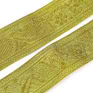 Polyester Ribbons, Jacquard Ribbon, Floral Pattern, Goldenrod, 1-5/8 inch(42mm)(OCOR-WH0071-056A)