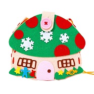 DIY Non-woven Christmas Theme Bag Kits, including Fabric, Needle, Cord, House(DIY-Q031-01D)