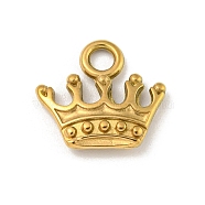 Ion Plating(IP) 304 Stainless Steel Charms, Crown Charm, Real 18K Gold Plated, 13x14x3mm, Hole: 2.4mm(X-STAS-N103-98G)