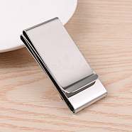 304 Stainless Steel Money Clips, Stainless Steel Color, 59.5x25.5x13mm(STAS-I058-02)