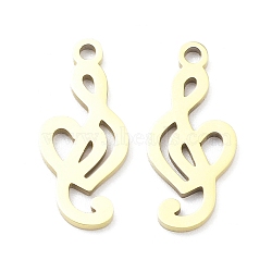 Ion Plating(IP) 316L Surgical Stainless Steel Pendants, Laser Cut, Musical Note Charm, Real 18K Gold Plated, 17x7.5x1mm, Hole: 1.4mm(STAS-Q247-08G)