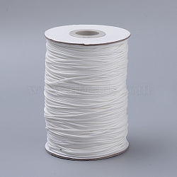 Braided Korean Waxed Polyester Cords, White, 1mm, about 174.97 yards(160m)/roll(YC-T002-1.0mm-122)