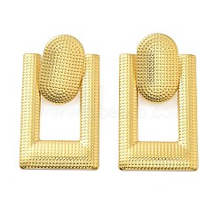 304 Stainless Steel Stud Earrings for Women, Real 18K Gold Plated, Rectangle, 40x22mm, Pin: 0.7mm(EJEW-S238-01A)