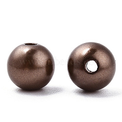 Spray Painted ABS Plastic Imitation Pearl Beads, Round, Coconut Brown, 8x9.5mm, Hole: 1.8mm, about 2080 pcs/500g(OACR-T015-05B-04)