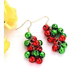Christmas Bell Alloy Dangle Earrings, Red, 55mm(WGF6150-04)